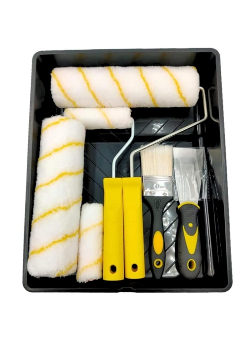 Paint Roller Set 6pc- Paint Rollers for Walls and Ceilings, Paint Pads, Paint Tray, Brush, Scraper, Mini Rollers for Painting, Paint Sleeves, Paint Supplies - Roller Sets for Painting Decorating Walls - Image 2