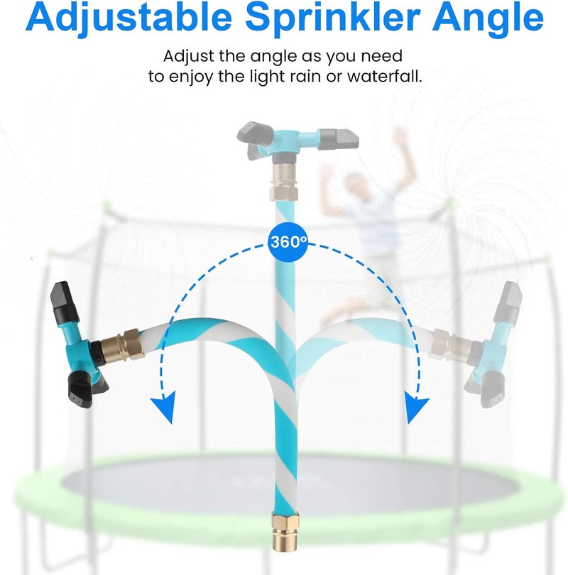 TINPOO Trampoline Sprinkler, Net Friendly Trampoline Water Sprinkler for Kids, 360° Rotating Sprinkler for Trampoline, 5 Minutes Quick Setup Trampoline Accessories for 10-16ft Trampoline,Blue - Image 2