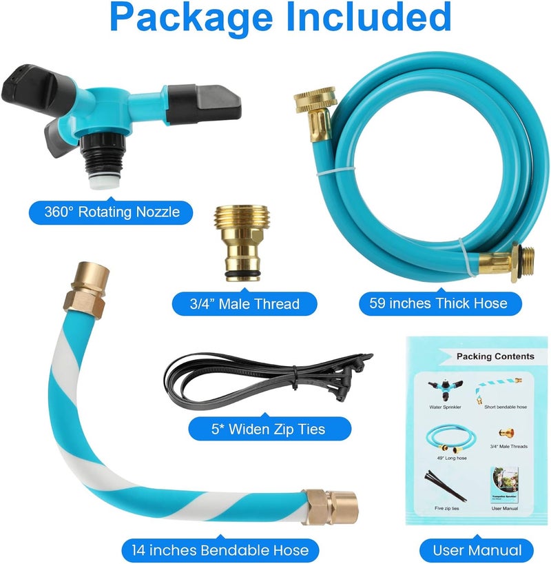 TINPOO Trampoline Sprinkler, Net Friendly Trampoline Water Sprinkler for Kids, 360° Rotating Sprinkler for Trampoline, 5 Minutes Quick Setup Trampoline Accessories for 10-16ft Trampoline,Blue - Image 4