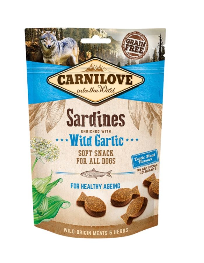 Carnilove Sardines with Wild Garlic Soft Snack for Dogs 200g – Grain-Free, High-Protein Treat for Healthy Teeth & Digestion