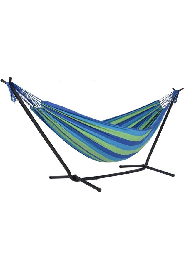 Adventure Lab Cotton Hammock with Steel Stand, 2-Person Portable Hammock for Garden, Camping, Beach & Patio, 450 lb Capacity, with Premium Carry Bag - Image 1