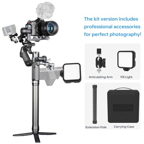 FeiyuTech Feiyu SCORP Mini-3-Pro [Combo] AI Tracker Camera Gimbal+Storage Bag+Fill Light+275mm Extension Pole+Articulating Arm,Detachable Remote Handle,18m AI Tracking,All-in-One Stabilizer,Max 4.4lbs Payload - Image 5