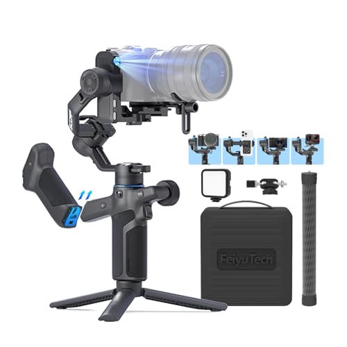 FeiyuTech Feiyu SCORP Mini-3-Pro [Combo] AI Tracker Camera Gimbal+Storage Bag+Fill Light+275mm Extension Pole+Articulating Arm,Detachable Remote Handle,18m AI Tracking,All-in-One Stabilizer,Max 4.4lbs Payload - Image 1