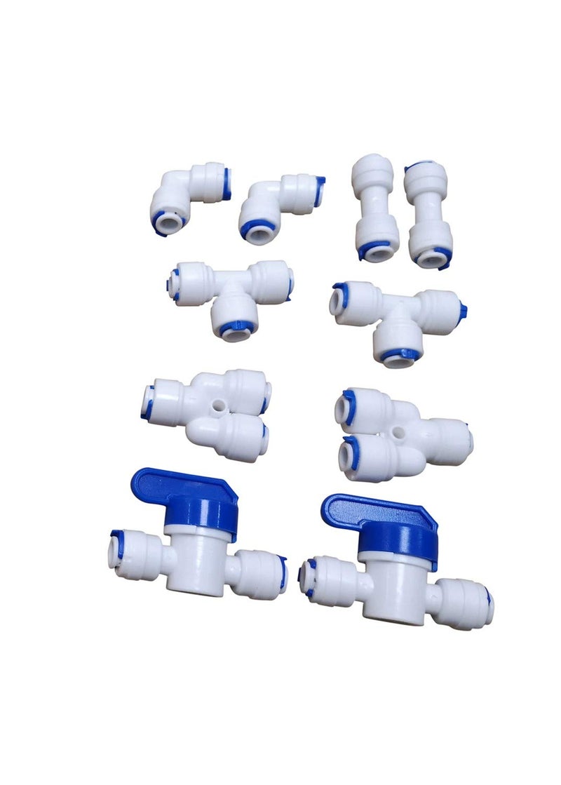 GREDIA 1/4" inch Quick Connect Water Purifiers Tube Fittings RO Water Reverse Osmosis System(Ball Valve+L+Y+I+T Type each 2pcs)+PVC Pipe Tube Hose Cutter+5 Meters/16 Feet Tubing Pipe (White) - Image 3