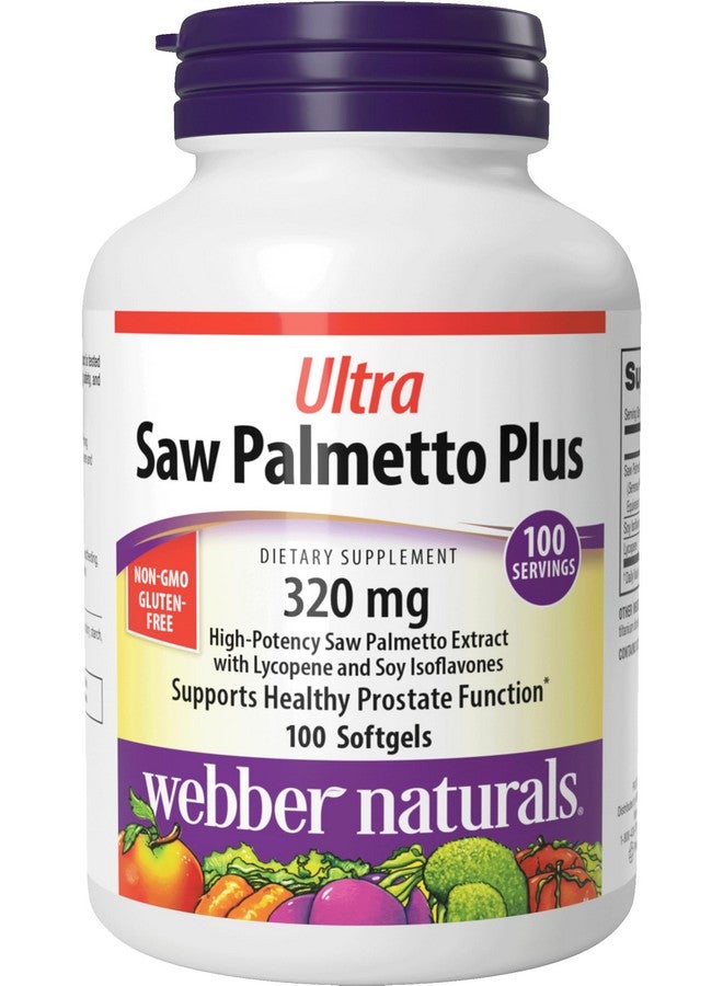Webber Naturals Ultra Saw Palmetto Plus, 320mg per Softgel, Supports Healthy Prostate Function, Herbal Health Supplement with Lycopene, 100 Softgels, Gluten Free - Image 1