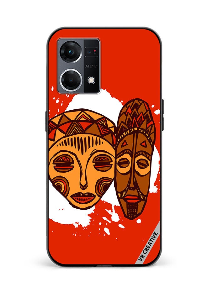 VR CREATIVE Protective Case Cover For Oppo Reno8 4G African Masks Design Multicolour - Image 1
