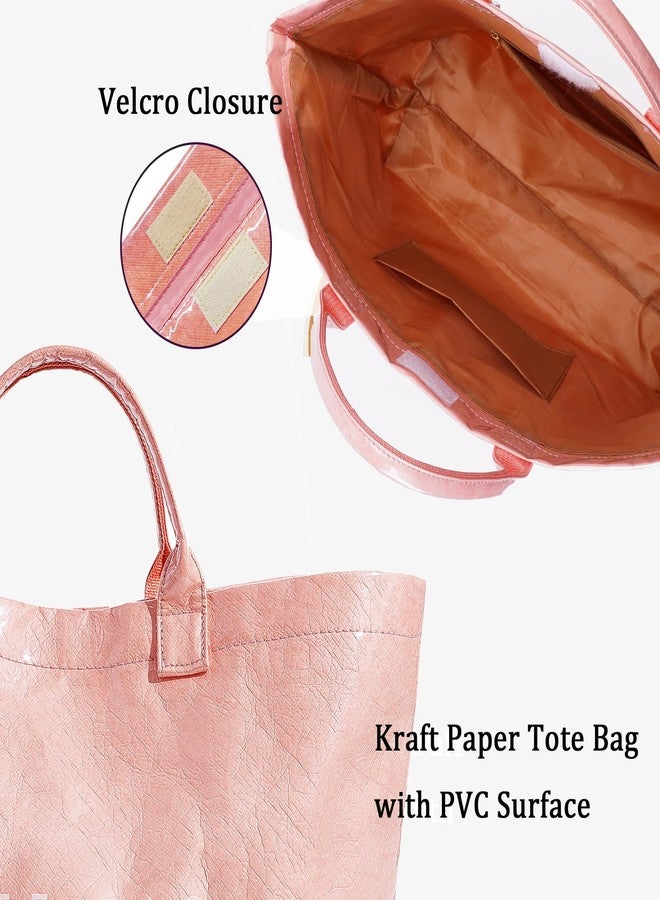 Lushandy PVC Tote Bag Women's Plastic Tote Purse Large Letters Print Hobo Handbag for Work, Beach, Gift, Pink, 5.71 x 11.81 13.19 inches - Image 4