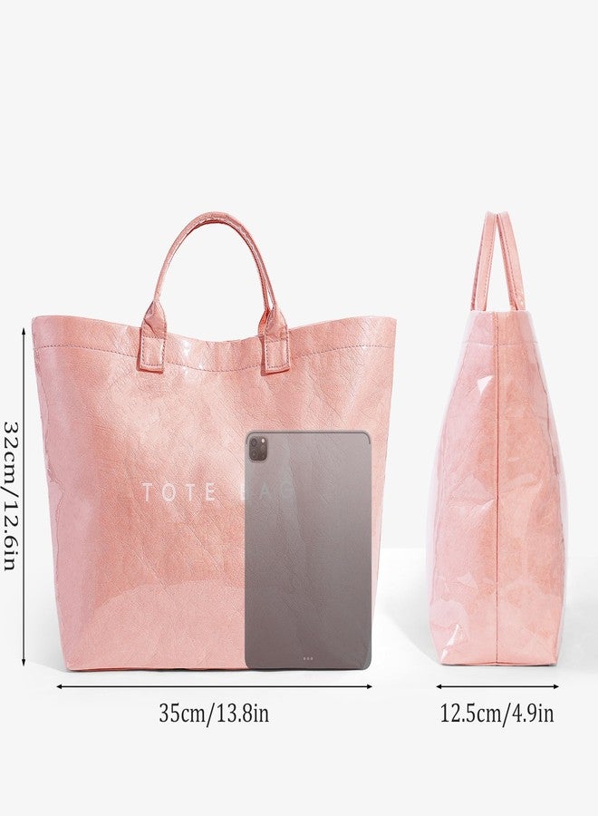 Lushandy PVC Tote Bag Women's Plastic Tote Purse Large Letters Print Hobo Handbag for Work, Beach, Gift, Pink, 5.71 x 11.81 13.19 inches - Image 5