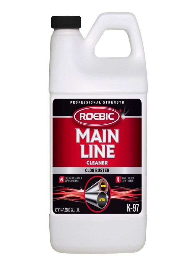 Roebic K-97 Liquid Main Line Cleaner with Bacteria Enzymes, Eliminates Organic Buildup in Sewer/Septic System and Protects from Clogs, Safe for Bathroom Toilet, 64 fl oz - Image 1