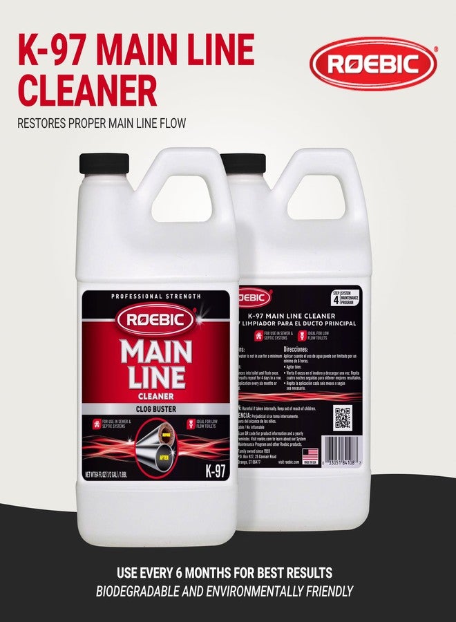 Roebic K-97 Liquid Main Line Cleaner with Bacteria Enzymes, Eliminates Organic Buildup in Sewer/Septic System and Protects from Clogs, Safe for Bathroom Toilet, 64 fl oz - Image 2
