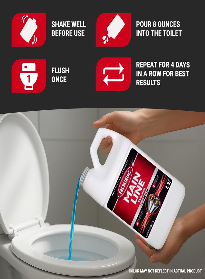 Roebic K-97 Liquid Main Line Cleaner with Bacteria Enzymes, Eliminates Organic Buildup in Sewer/Septic System and Protects from Clogs, Safe for Bathroom Toilet, 64 fl oz - Image 3