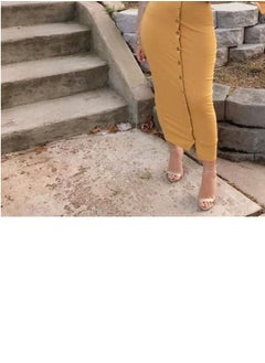 Loquat Breasted Solid Color Skirt Yellow  - Image 2