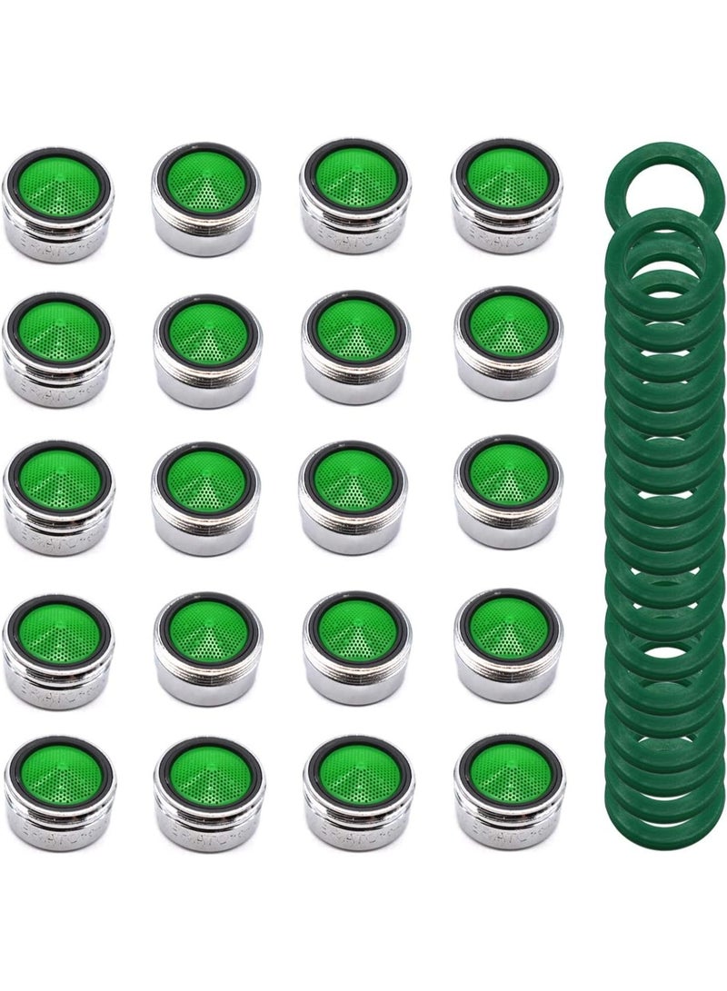 M24 Male Tap Aerator Set of 20 – Water Saving Faucet Aerators with ABS Filter Insert, Brass/Plastic Body, Chrome Finish – Replacement Nozzle for Kitchen & Bathroom Sink - Image 1