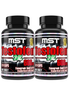 Testofen Supplement Twin Pack (2 Bottles of 30 Count Each) Fenugreek Seed Extract, 50% Fenuside, 600mg, 60 Count, Clinical Strength, BSCG Certified by MST
