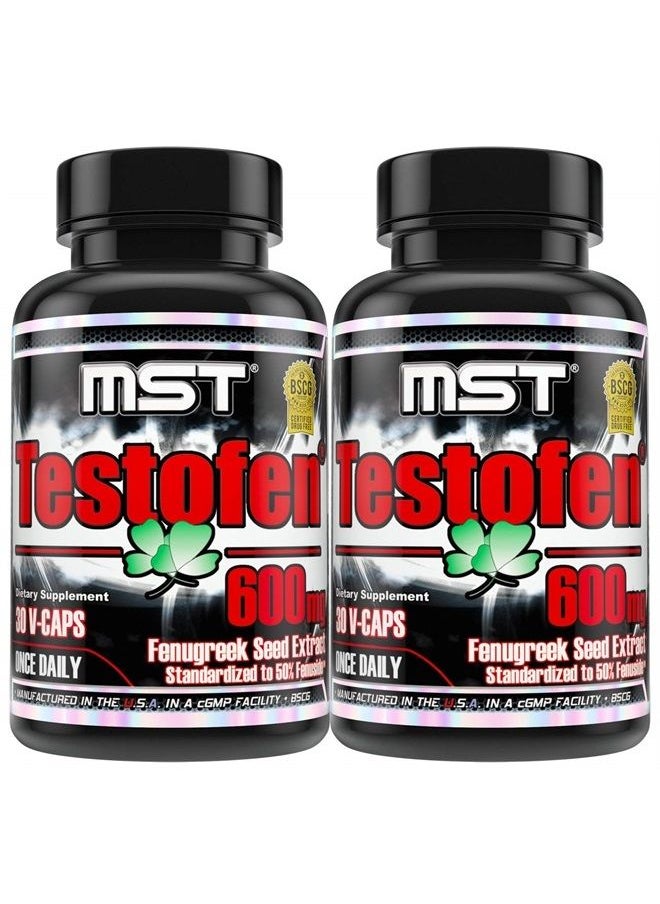 MST - Testofen Supplement Twin Pack (2 Bottles of 30 Count Each) Fenugreek Seed Extract, 50% Fenuside, 600mg, 60 Count, Clinical Strength, BSCG Certified by MST - Image 1