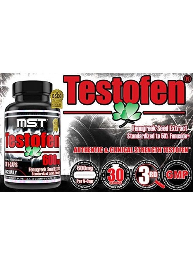 MST - Testofen Supplement Twin Pack (2 Bottles of 30 Count Each) Fenugreek Seed Extract, 50% Fenuside, 600mg, 60 Count, Clinical Strength, BSCG Certified by MST - Image 1