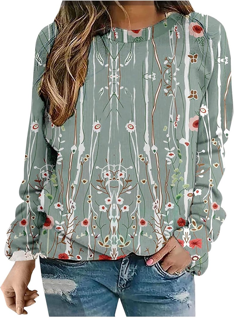 cheekyglo Sweatshirt Women's Long Sleeve Crewneck Blouse Casual Print Oversize Pullover Comfy Loose Fit Fall Tunic Tops - Image 1