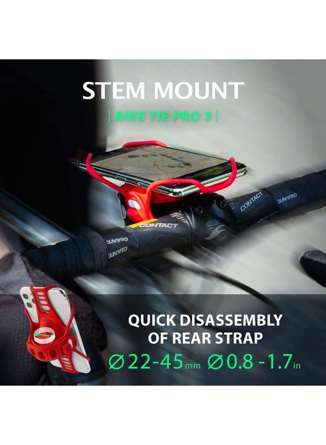 BONE 【Bone】Bike Tie Pro 3 Bike Phone Mount Bicycle Phone Holder for Stem Mounting 4.7"-7.2" Cell Phones, Ultra Light Phone Mount for Bike Motorcycle Road Mountain Bicycle Accessories - Red - Image 3