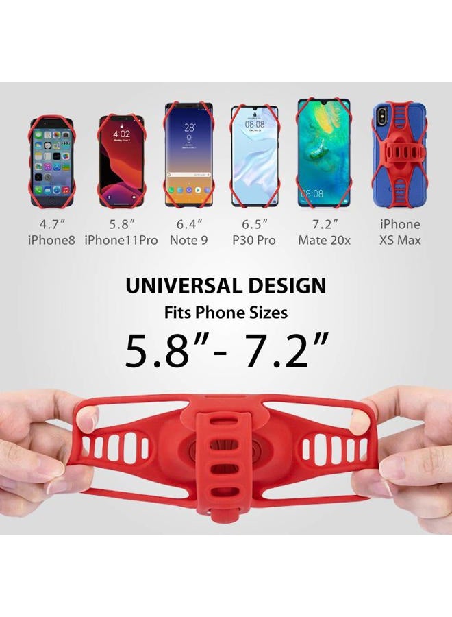 BONE 【Bone】Bike Tie Pro 3 Bike Phone Mount Bicycle Phone Holder for Stem Mounting 4.7"-7.2" Cell Phones, Ultra Light Phone Mount for Bike Motorcycle Road Mountain Bicycle Accessories - Red - Image 2