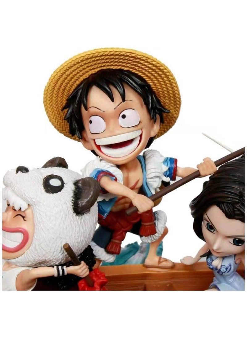 Sailing Animation Pirate GK Straw Hat Group Rowing Dragon Boat Race Luffy Zoro Sanji Chopper Hand Model Straw Hat Boy And Friends Anime Model 90Cm  - Image 3