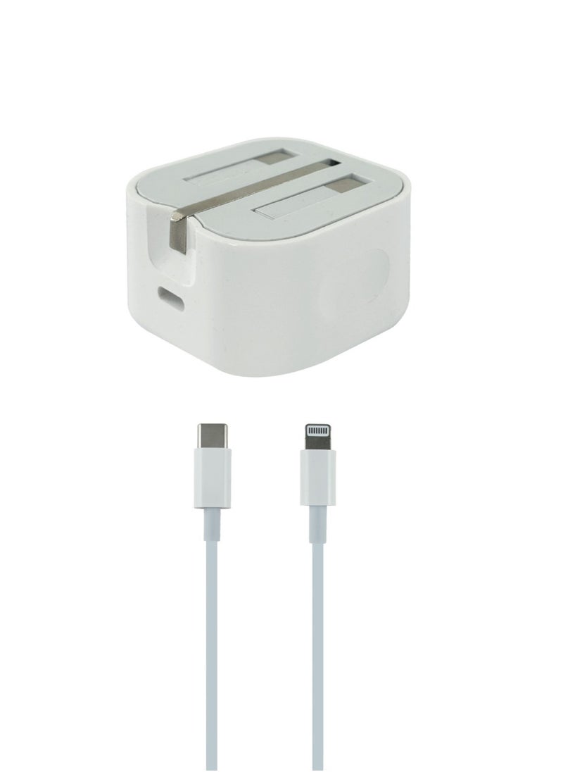 Flexy - Flexy iPhone 20W Fast Charger | USB C Wall Fast Charger with 1m USB C to Lightning Cable Compatible with iPhone 14/14 Pro/14 Pro Max/13/12/SE2020/11/XR/XS Max/X/iPad - Image 1