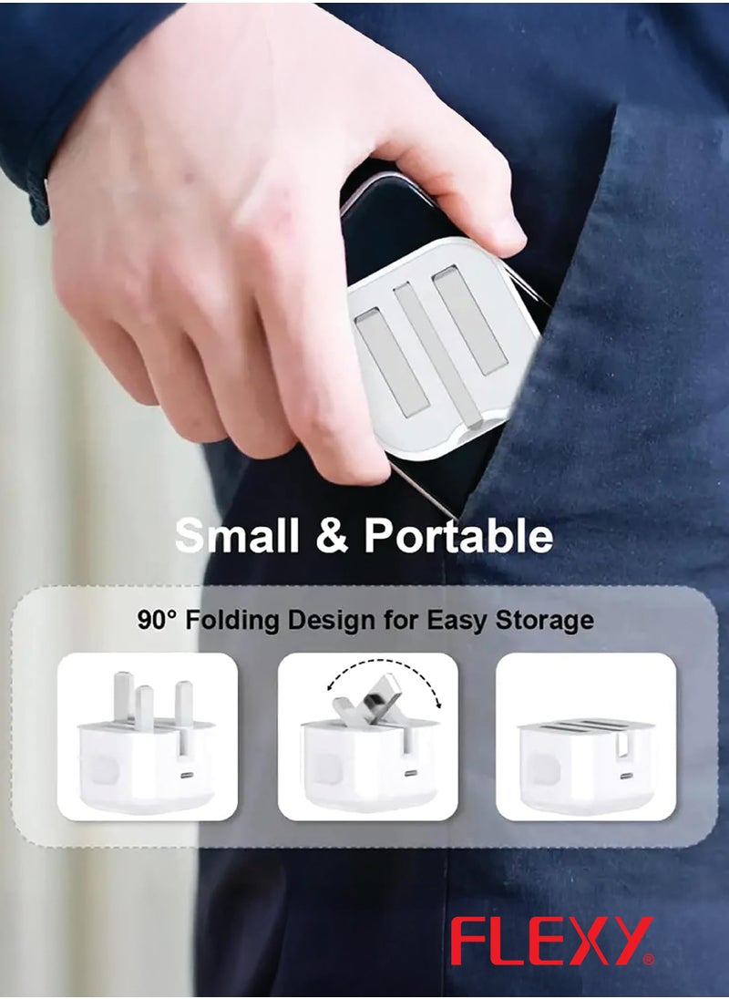 Flexy - Flexy iPhone 20W Fast Charger | USB C Wall Fast Charger with 1m USB C to Lightning Cable Compatible with iPhone 14/14 Pro/14 Pro Max/13/12/SE2020/11/XR/XS Max/X/iPad - Image 1