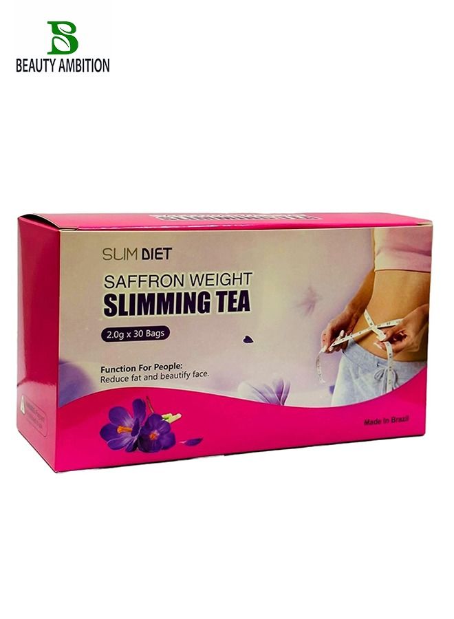 BEAUTY AMBITION Slim Diet Saffron Weight Loss Slimming Tea: Detox Herbal Tea for Accelerated Weight Loss and Powerful Fat Burning, 30 Tea Bags  - Image 1