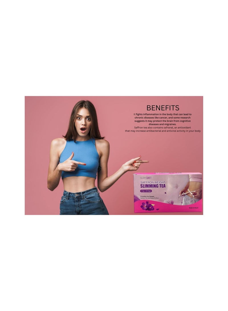 BEAUTY AMBITION Slim Diet Saffron Weight Loss Slimming Tea: Detox Herbal Tea for Accelerated Weight Loss and Powerful Fat Burning, 30 Tea Bags  - Image 5