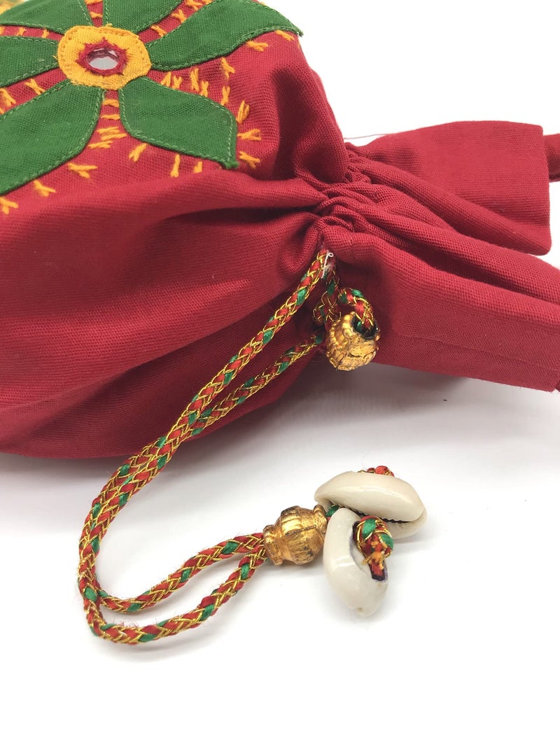 srishopify handicrafts srishopify handicrafts Handmade Drawstring Gift Bags|Cotton Pouches|Return Gift Bags For Festivals,Functions,Baby Showers,Parties,Makar Sankranti|Wedding Return Gift Bags Pack Of 10,Multicolour  - Image 3