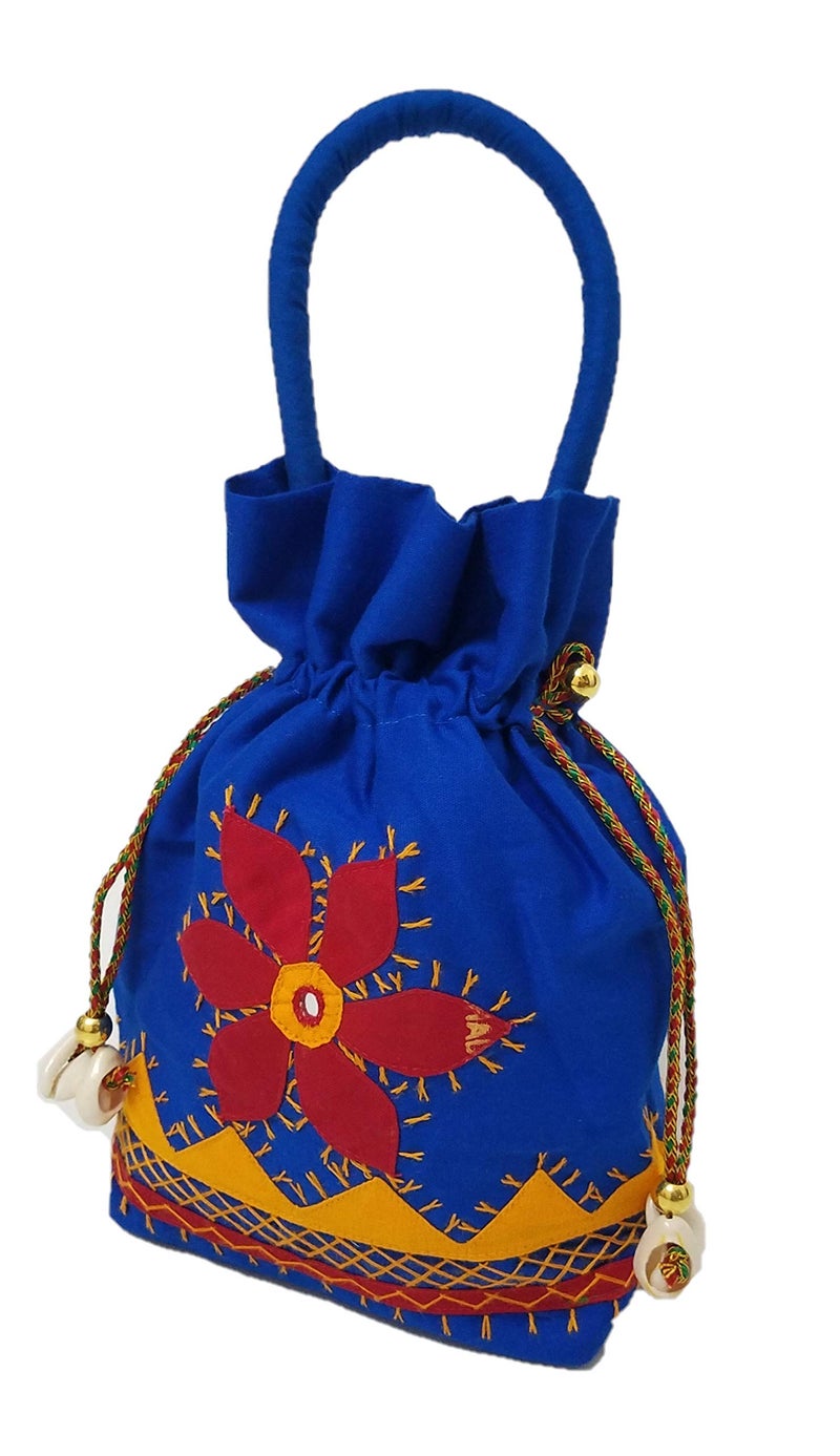 srishopify handicrafts srishopify handicrafts Handmade Drawstring Gift Bags|Cotton Pouches|Return Gift Bags For Festivals,Functions,Baby Showers,Parties,Makar Sankranti|Wedding Return Gift Bags Pack Of 10,Multicolour  - Image 2