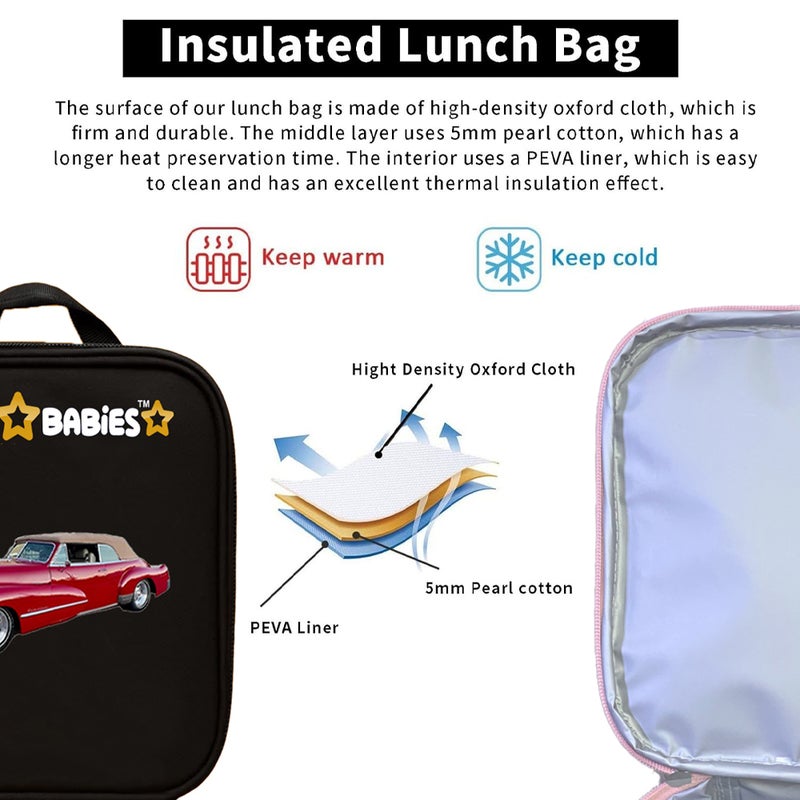 Star Babies - Bento Lunch Box With 4 Compartments & Lunch Bag - Retro Car - Image 4