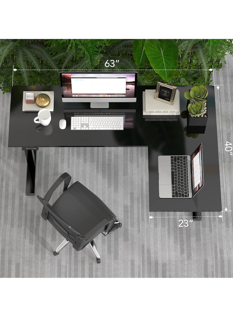 ماهاماي مكتب كهربائي قائم على شكل حرف L من Flexispot بتصميم عصري مع إمكانية الجلوس والوقوف، باللون الأسود، مثالي للمنزل والمكتب - Image 3