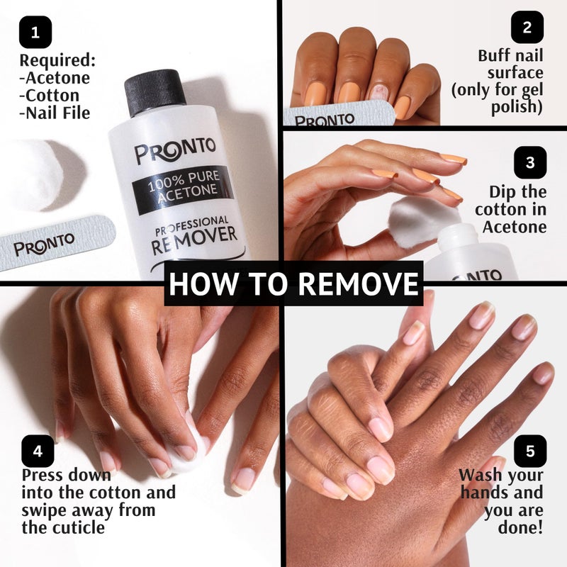 Pronto 100% Acetone Gel Nail Polish Remover - Polish Remover for Nails | Acetone Nail Polish Remover & Acrylic Nail Remover for Removal of Glue & Dip | Acrylic Nail Remover, 8 Fl oz 2 pack - Image 5