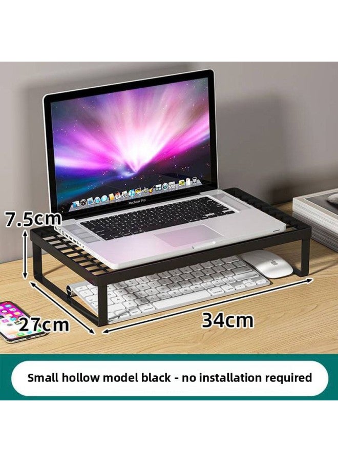 Laptop Tablet PC Desktop Bracket Grill Heat Dissipation Base Desktop Bracket Sub-game Base Elevated-Colour:Small Classic Hollow Style Black - No Installation Required