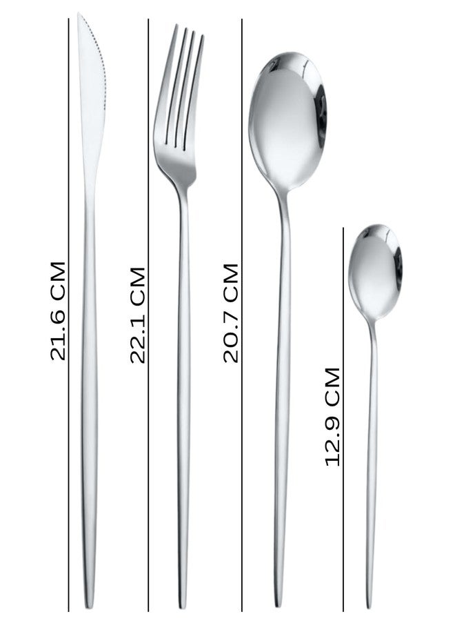 Naidev 4 Pcs Silverware Set for 1,Stainless Steel Cutlery Flatware Set, Eating Utensils Set Included Knives Spoons and Forks Set for Home,Restaurant,Dishwasher Safe. - Image 2