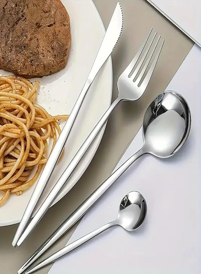 Naidev 4 Pcs Silverware Set for 1,Stainless Steel Cutlery Flatware Set, Eating Utensils Set Included Knives Spoons and Forks Set for Home,Restaurant,Dishwasher Safe. - Image 3