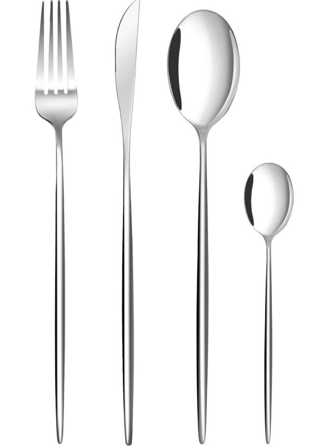 Naidev 4 Pcs Silverware Set for 1,Stainless Steel Cutlery Flatware Set, Eating Utensils Set Included Knives Spoons and Forks Set for Home,Restaurant,Dishwasher Safe. - Image 1