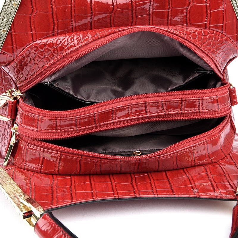 Crocodile Pattern Lace Shoulder Bag Women'S Large Capacity Texted Crossbody Bag Style Handbag - Image 5
