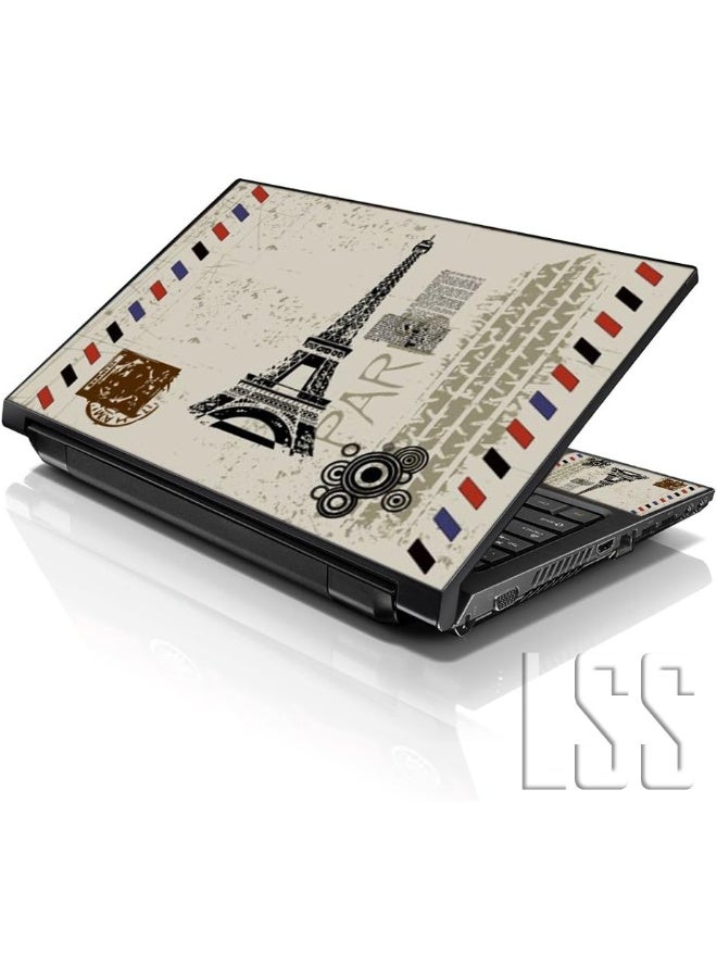 LSS Laptop 17-17.3" Skin with Colorful Paris Design Pattern for HP Dell Lenovo Apple Asus Acer Compaq - Fits 16.5" 17" 17.3" 18.4" 19" (2 Wrist Pads Free) - Image 1