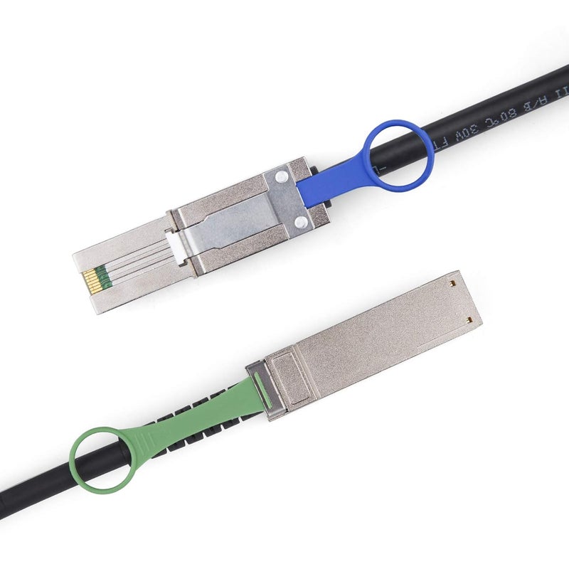 10Gtek كابل هجين SAS من QSFP (SFF-8436) إلى MiniSAS HD SFF-8088 DDR، كابل نحاسي خارجي Mini SAS سالب، 100 أوم، 30AWG، بطول 2 متر (6.5 قدم) - Image 2