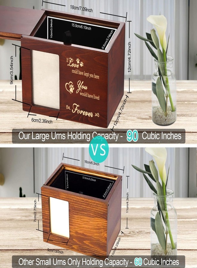DGDCDV Pet Memorial Urns for Dog or Cat Ashes, Large Wooden Funeral Cremation Urns with Photo Frame, Keepsake Memory Box with Black Flannel Lining - Image 2