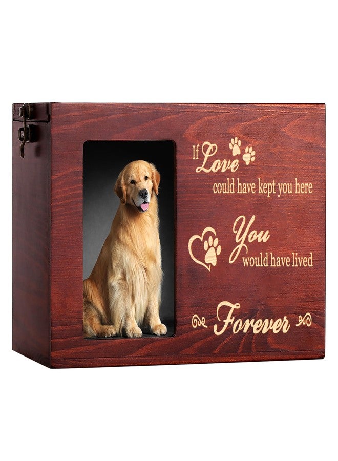 DGDCDV Pet Memorial Urns for Dog or Cat Ashes, Large Wooden Funeral Cremation Urns with Photo Frame, Keepsake Memory Box with Black Flannel Lining - Image 1