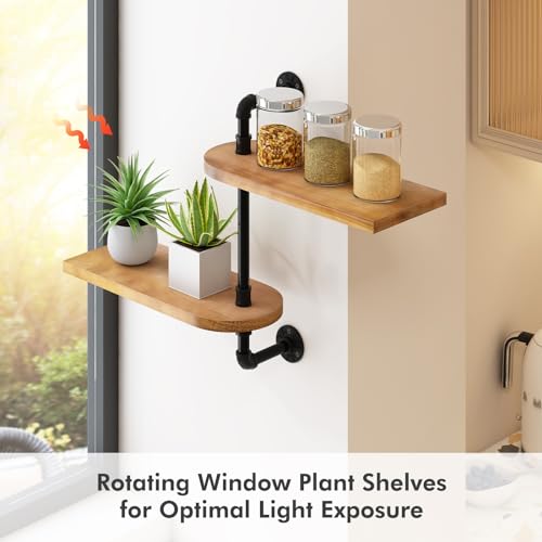 OtGalk 2Tier Rotating Window Plant ShelfWooden Indoor Plant Stand Wall Plant Holder Optimal Light Exposure for Indoor Multiple Plants Enhance Home Decor Gift Idea for Plant Lovers - Image 3