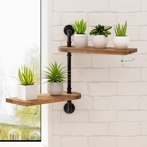 OtGalk 2Tier Rotating Window Plant ShelfWooden Indoor Plant Stand Wall Plant Holder Optimal Light Exposure for Indoor Multiple Plants Enhance Home Decor Gift Idea for Plant Lovers - Image 1