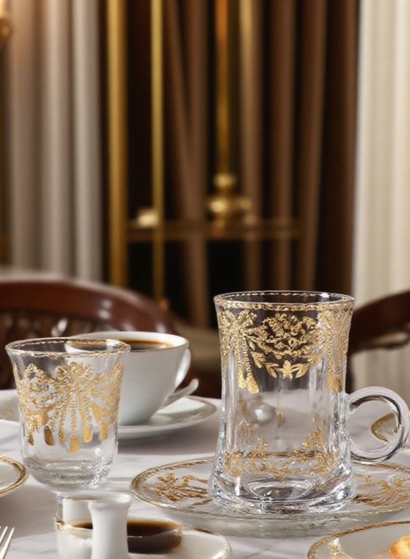 دَمِبّ تصميم مجموعات هدايا مستوحاة من الطابع العربي | طقم قهوة وشاي فاخر مكون من 18 قطعة مع صحون | مثالي للهدايا الاحتفالية لجمعات العائلة والمناسبات - Image 1