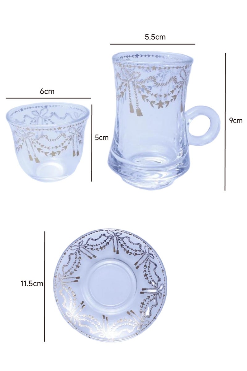 دَمِبّ تصميم مجموعات هدايا مستوحاة من الطابع العربي | طقم قهوة وشاي فاخر مكون من 18 قطعة مع صحون | مثالي للهدايا الاحتفالية لجمعات العائلة والمناسبات - Image 3