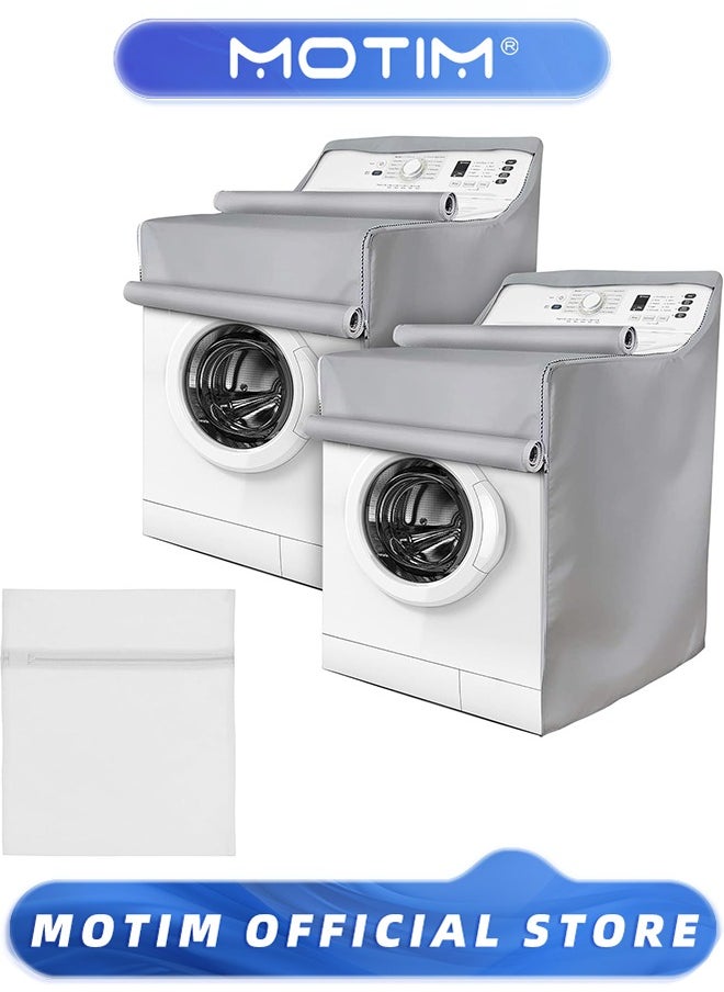 Motim Washing Machine Covers with Laundry Bag Perfect For Top-load and Front-load Washer/Dryer - Premium Outdoor Protection For Most Washer Dryer Cover (Sliver)  - Image 1