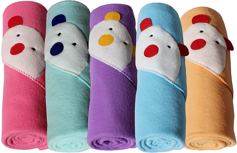 WINSTON HOME Cotton Baby Wrapper with Baby Blanket (Standard Multicolor) Pack of 5 - Image 1