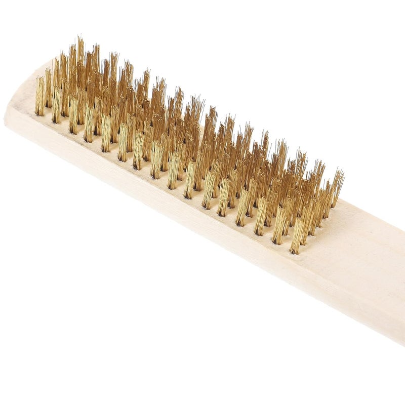 3pcs Copper Wire Brush with Wood Handle Metal Brush for Rust Removal for Industrial and Household Use - Image 3