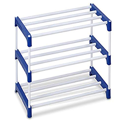 Ebee 6 Pairs Plastic Shoe Rack (Blue, 3 Shelves) - Image 1